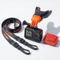 Azragon™ action camera mouth mount kit featuring a black bite mount, an anti-lost neck lanyard with dual quick-release clips, and a red 3M adhesive pad.